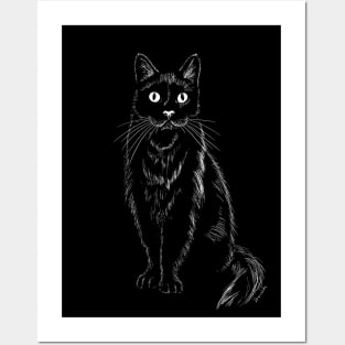 Dramabite Cat Drawing Hand-drawn Graphic Artistic Artsy Minimalism Zip Posters and Art